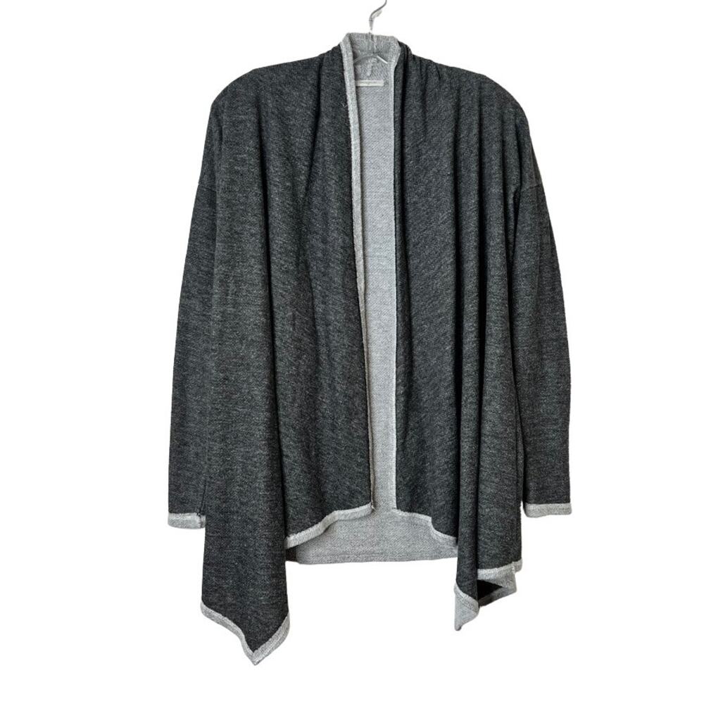 12PM by Mon Ami Open Front French Terry Cardigan Gray Small